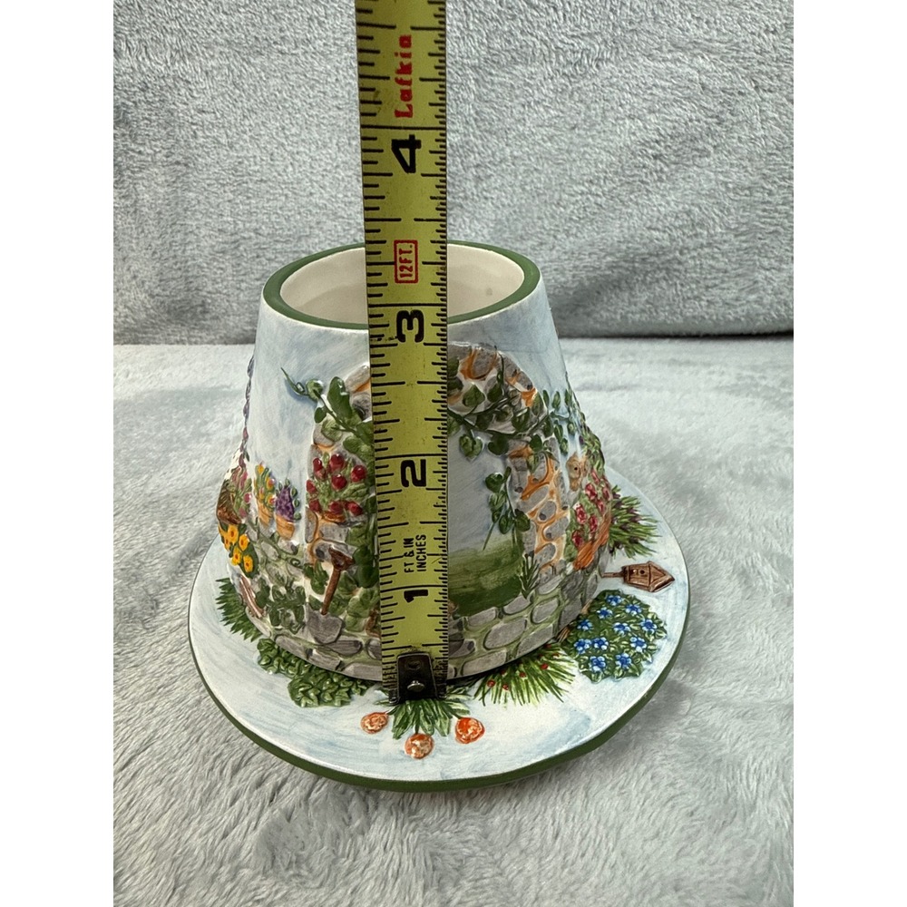 Yankee Candle English Garden 3D Embossed Ceramic Shade and Plate Set Floral Blue - Picture 6 of 8